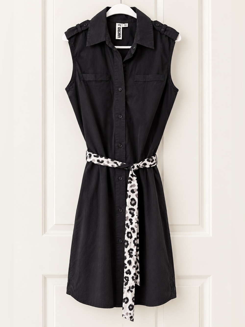 Rogan for Target Vintage Safari Shirt Dress – Black with Leopard Belt